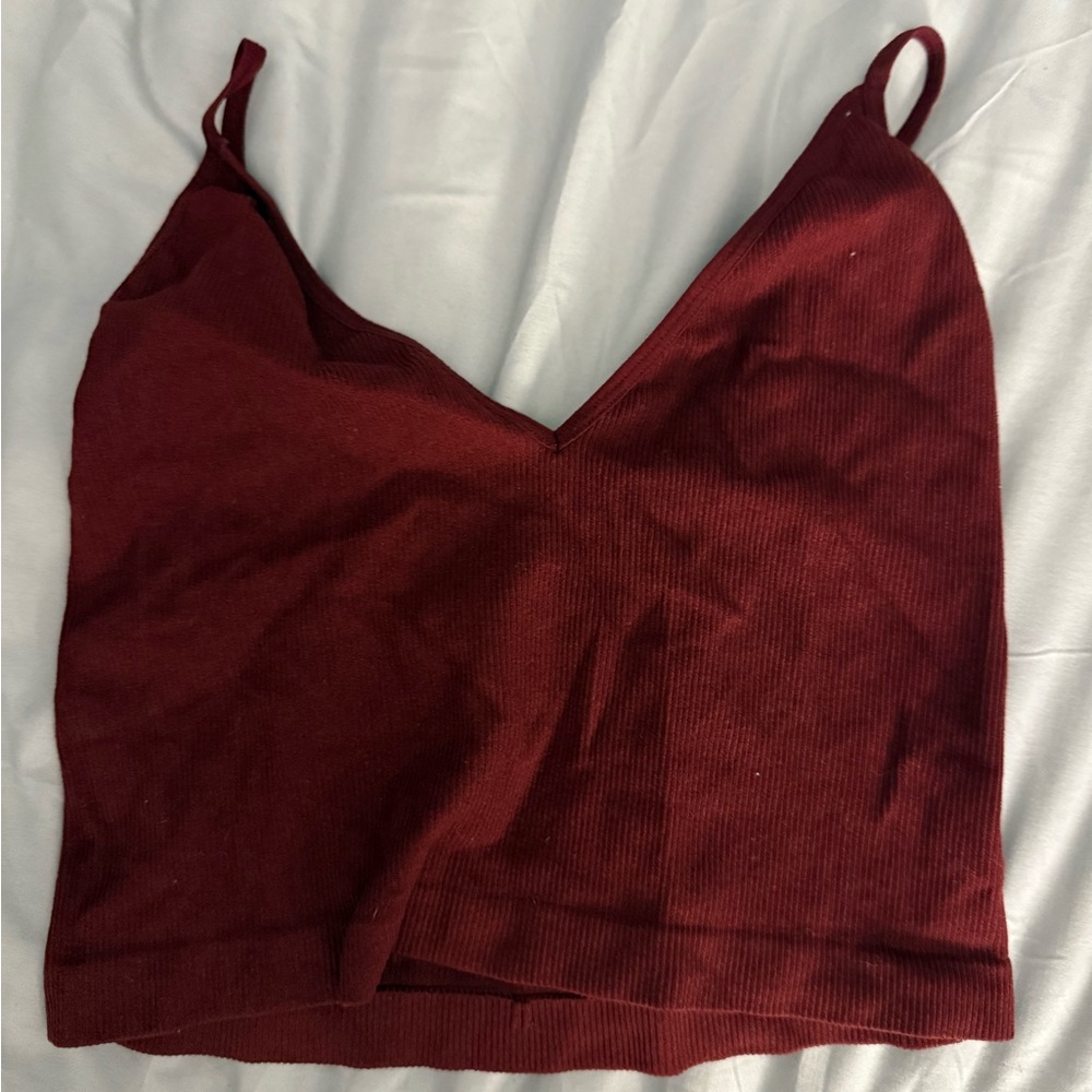 Burgundy Ribbed Crop Top